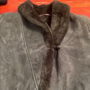 Ardney Dark Green Suede and Faux Fur Coat